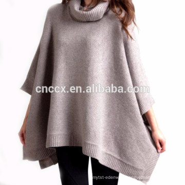15PKCSP06 Lady pura 100% cashmere lã moda inverno grosso suéter poncho